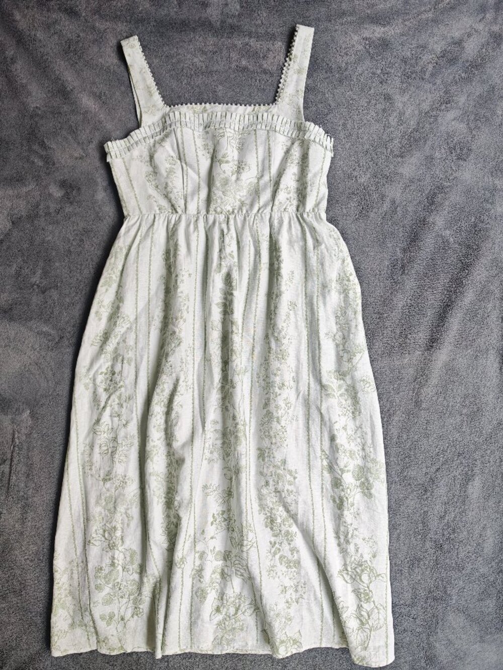 Caroline Constas NWT Pearl Linen Blend Midi Dress M Mint Floral $395 - Picture 3 of 16